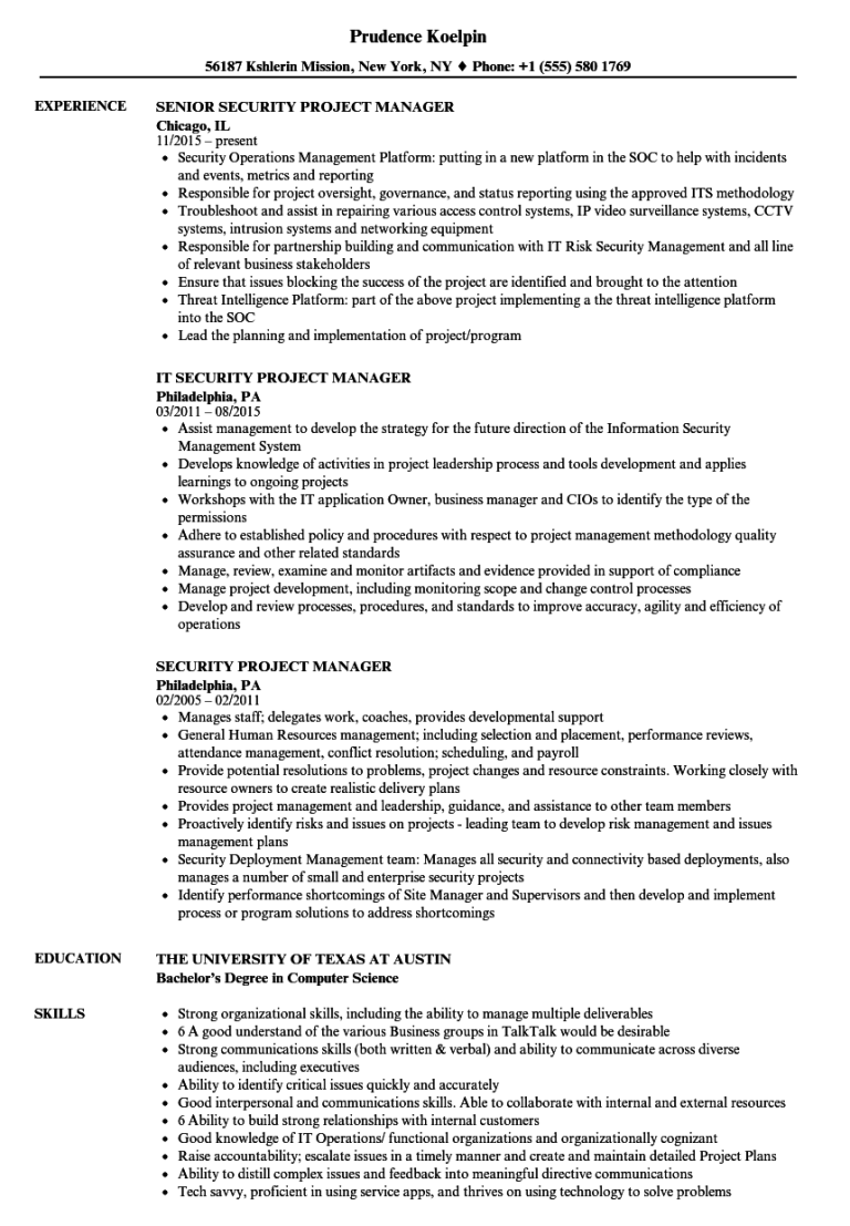 Information Security Manager Cv Example