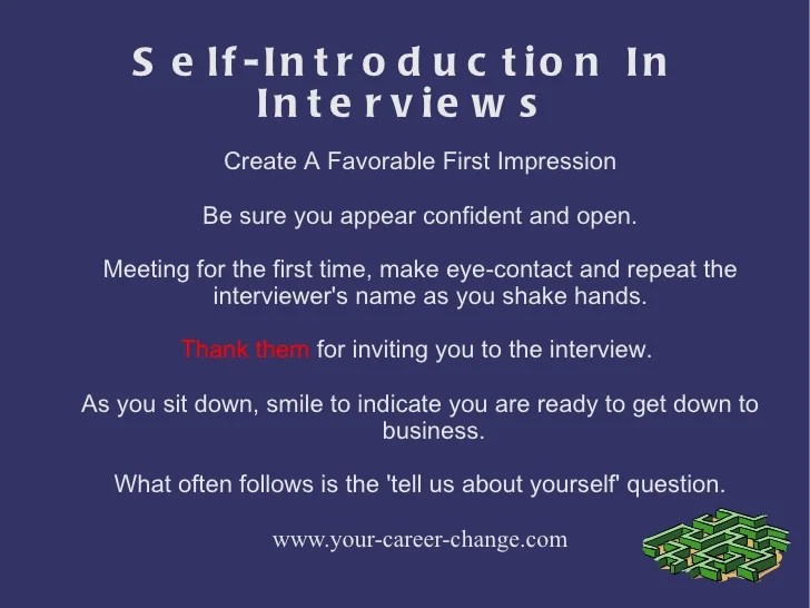 Self introduction In Interviews