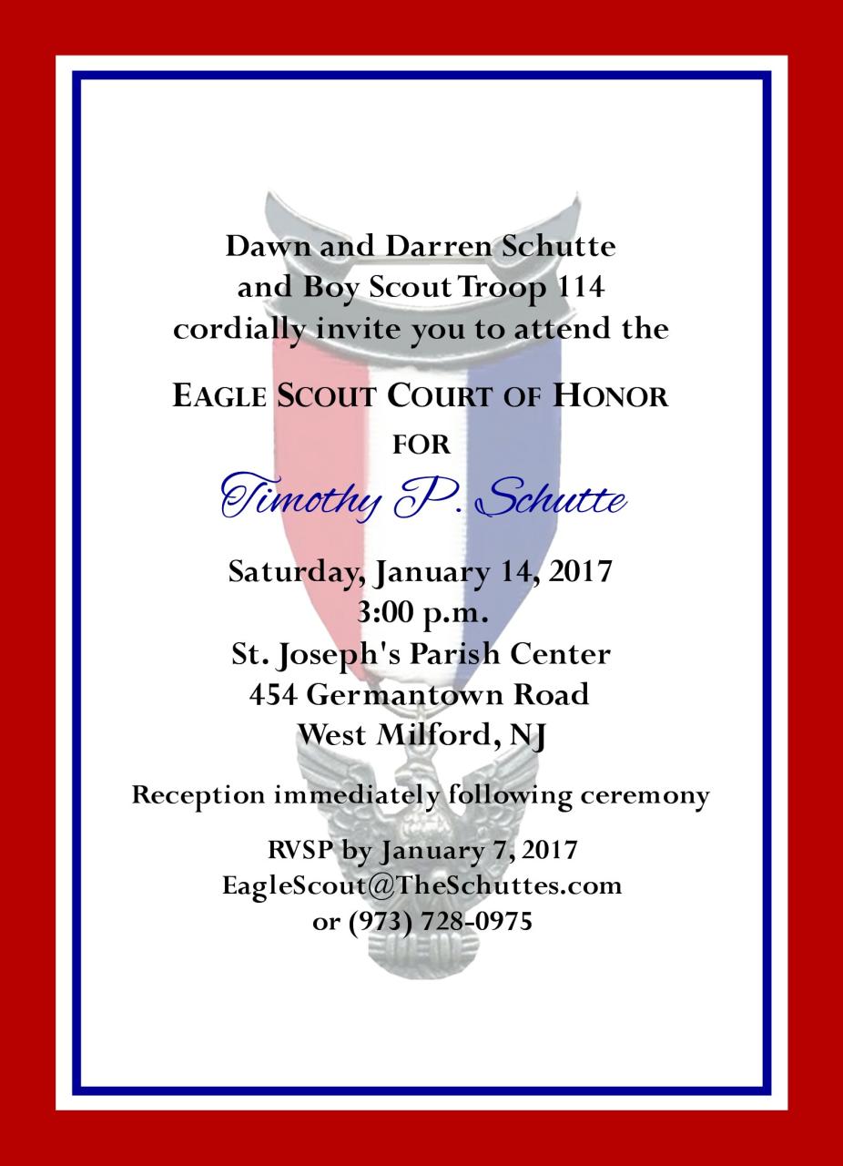 Simple Honors (Red Border) Eagle Scout Invitation