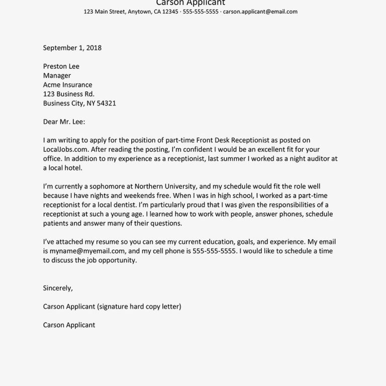 Excellent Cover Letter Examples 2020