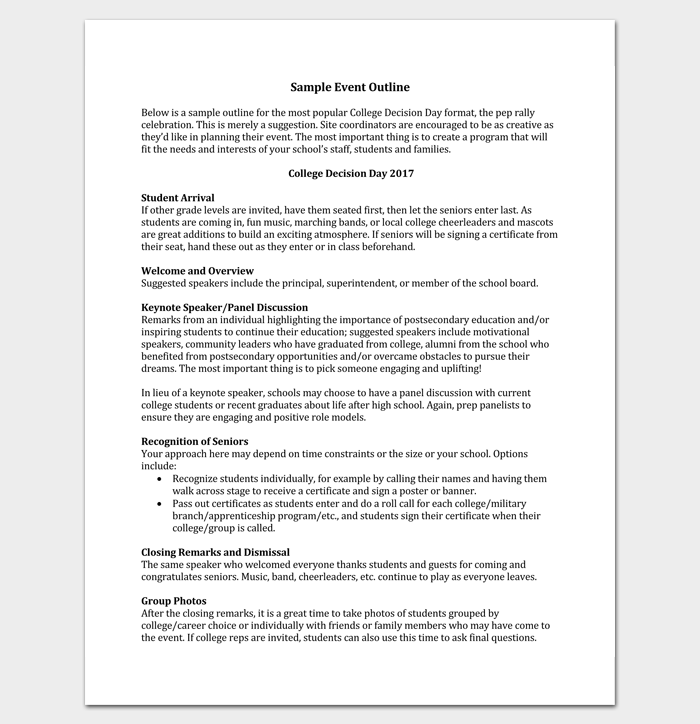 Sample Event Outline PDF Event program, Outline, Current event analysis