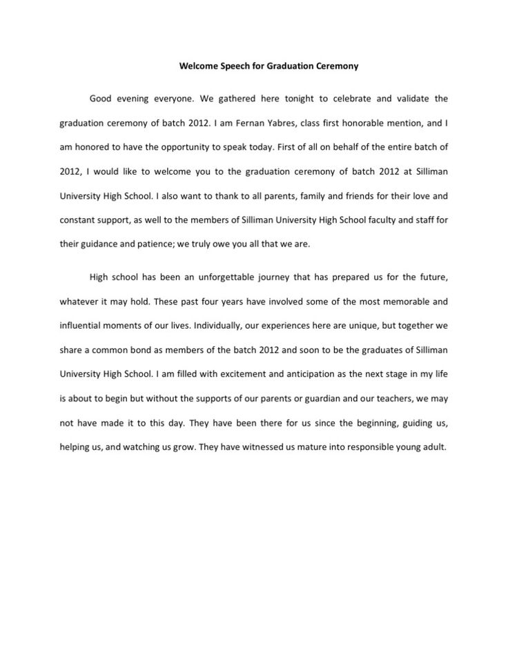 Speech for Graduation Ceremony Download as Word Doc (.doc / .docx), PDF File (.pdf