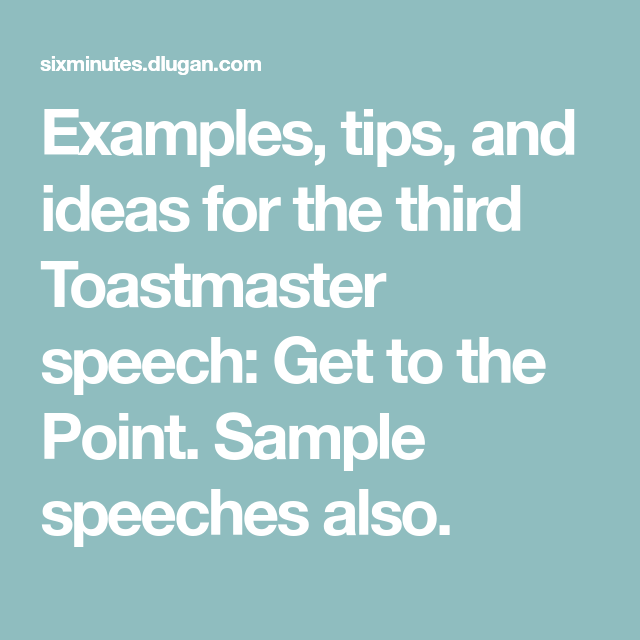 Toastmasters Speeches Examples