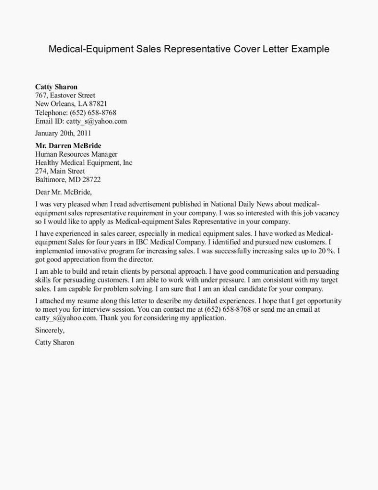 Example Of Application Letter For Sales Agent