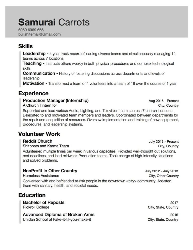 How To Write Work Experience In Resume Sample