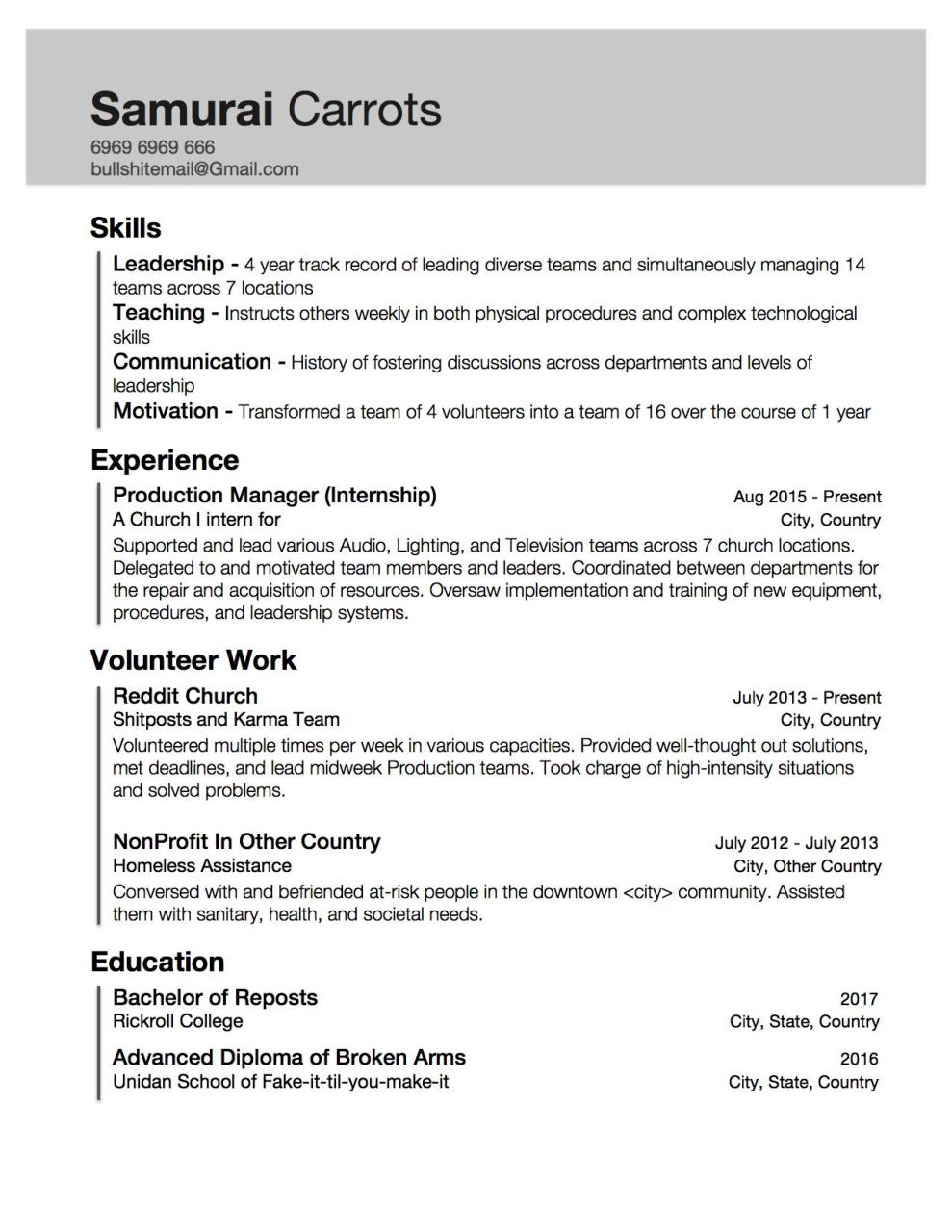 how to write experience in a resume