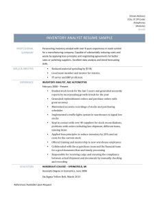 Inventory Analyst Resume Template and Job Descriptions by Online