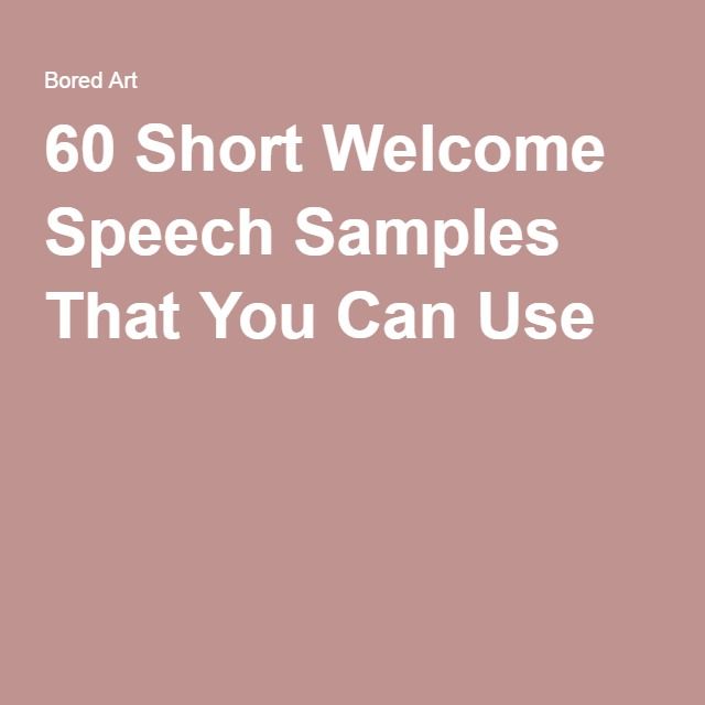 Simple Welcome Speech Sample