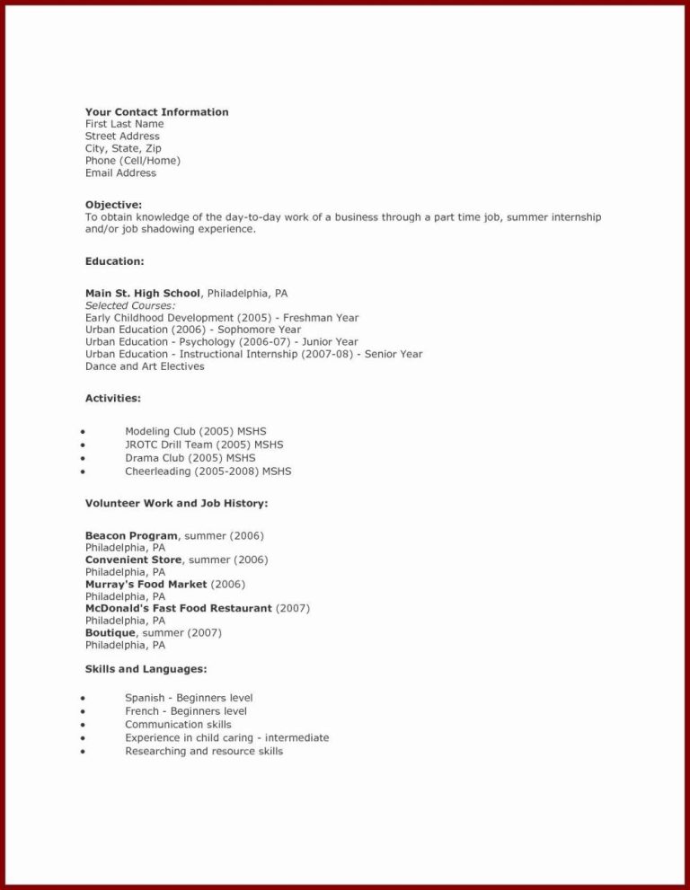 Resume Examples For First Time Job Seekers