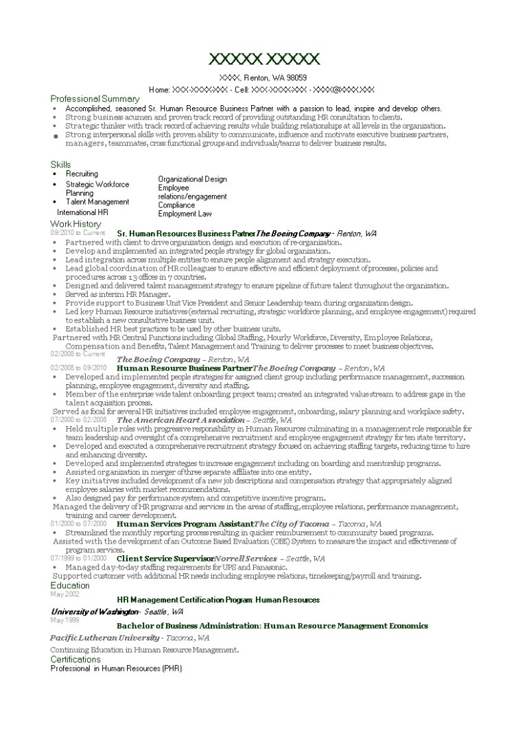 Hr Cv Template Download