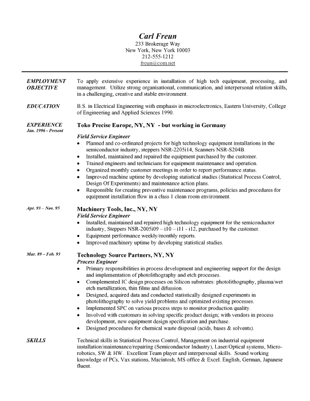 One Page Resume Template Doc