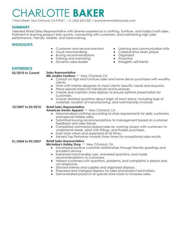 Retail Sales Associate Resume Template