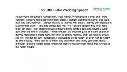 Maid Of Honor Example Speeches For Sister