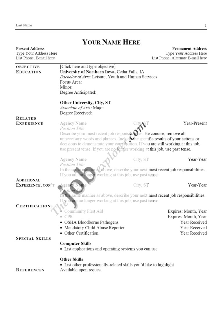 Sample Resume For First Job Pdf