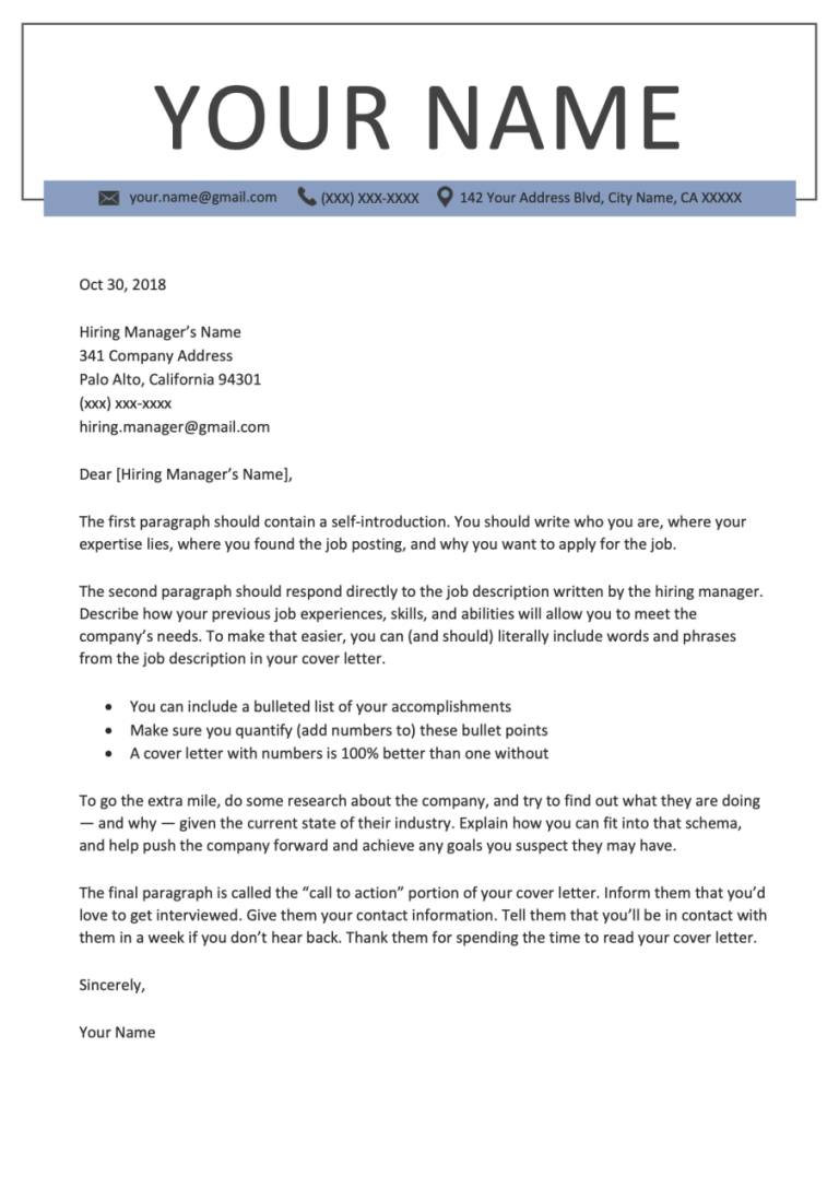 Free Cover Letter Templates Download