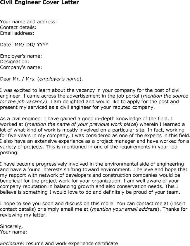Civil Engineering Cover Letter Examples
