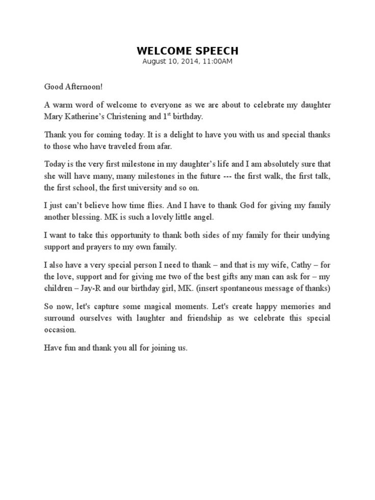 Welcome Speech Sample In English Pdf