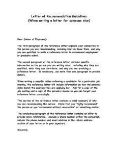 Writing A Reference Letter Writing a reference letter, Writing a