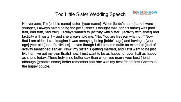 Little Sister Wedding Speech Examples