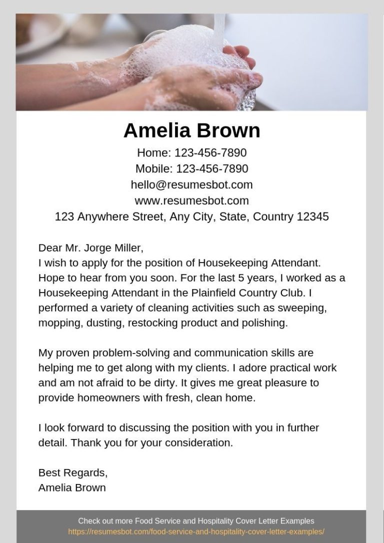 Housekeeping Cover Letter Template