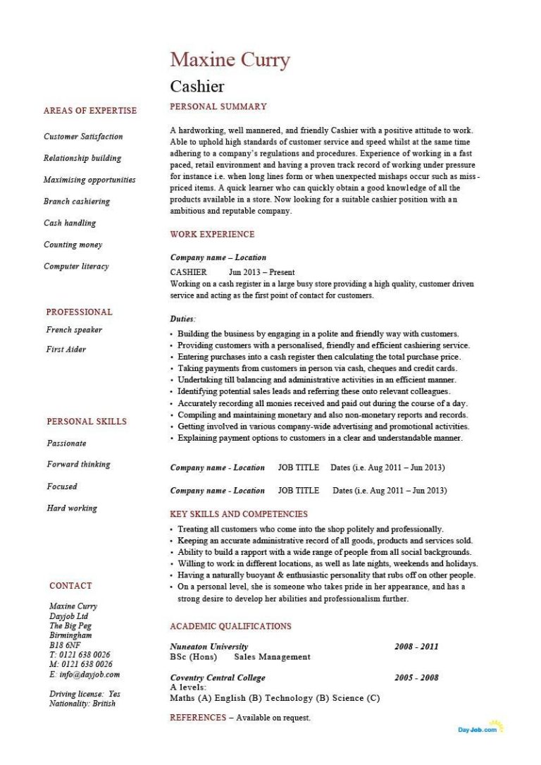 Fresher Resume Sample For Computer Science Engineers