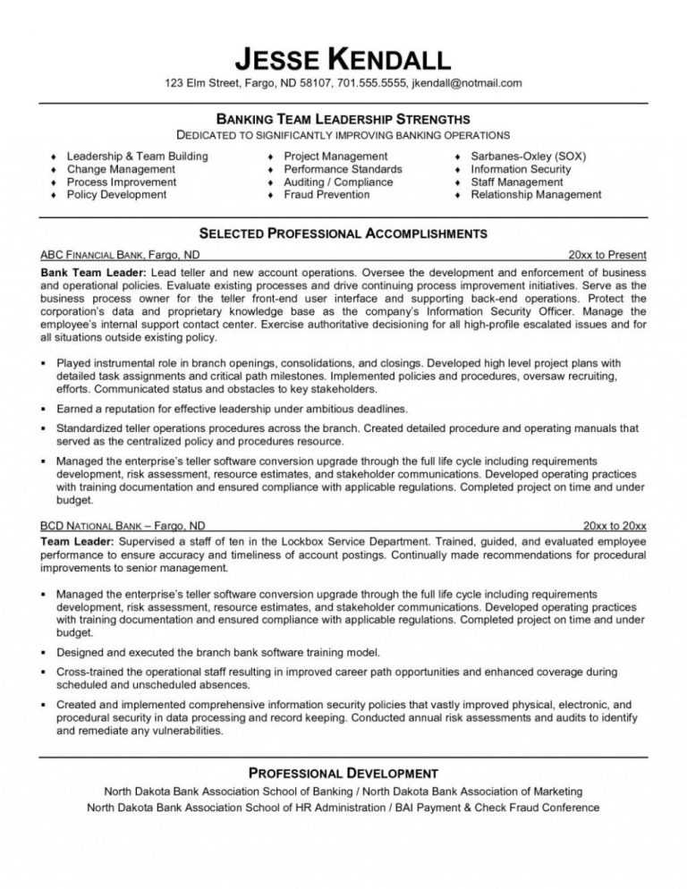 Sample Resume For Senior Leadership Position