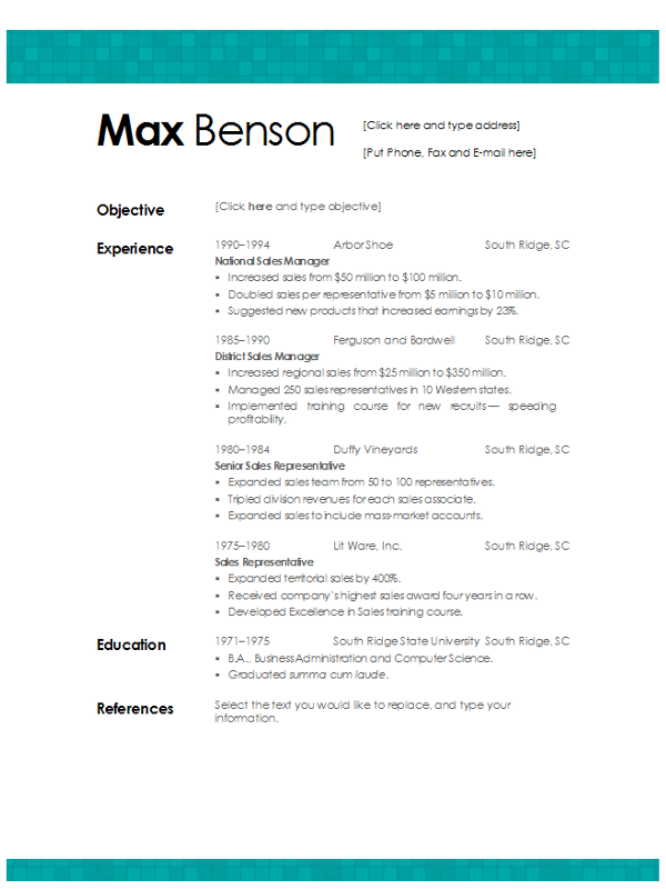 Resume Examples Word Format