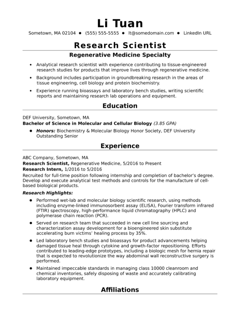 Researcher Resume Objective Examples