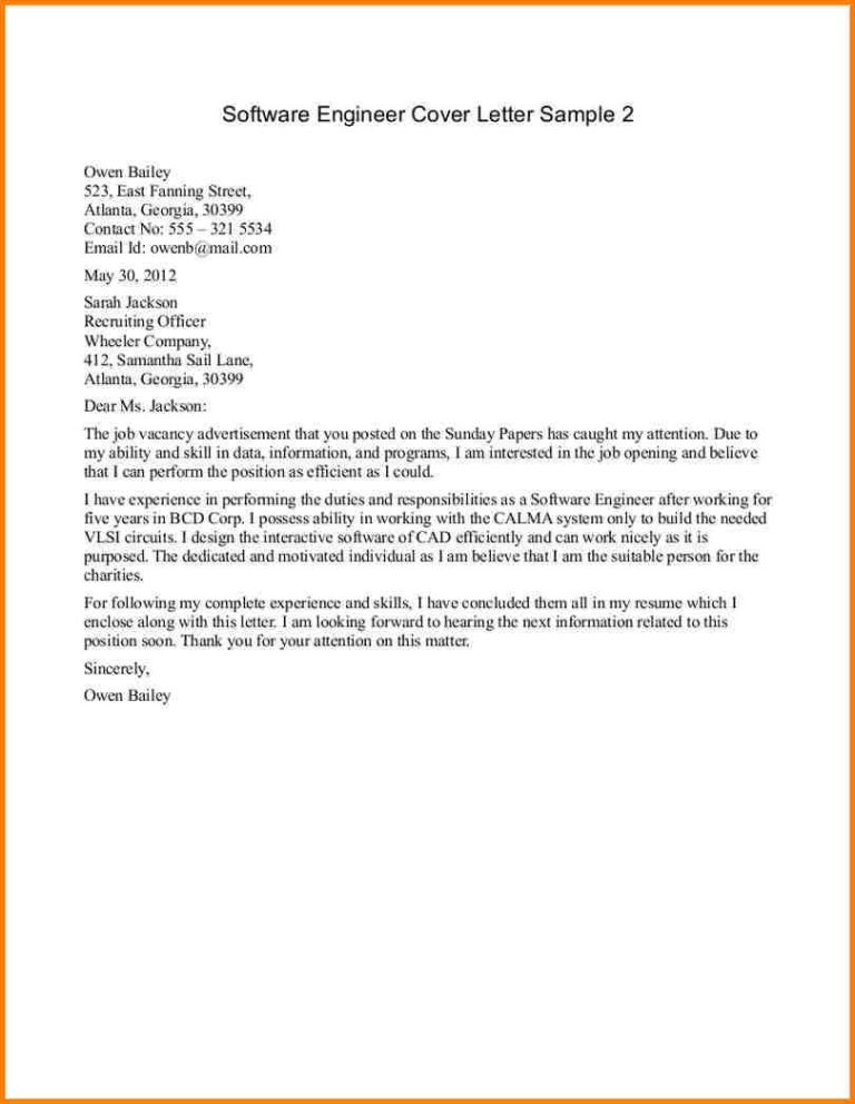 Internship Application Letter Template