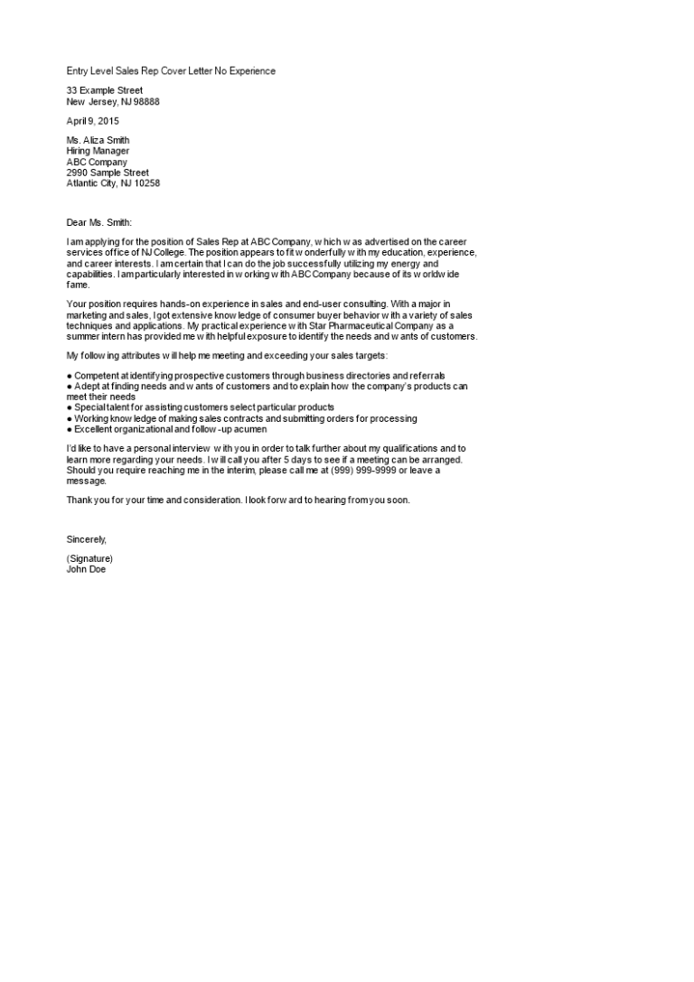 Cover Letter Examples For Retail Sales Manager