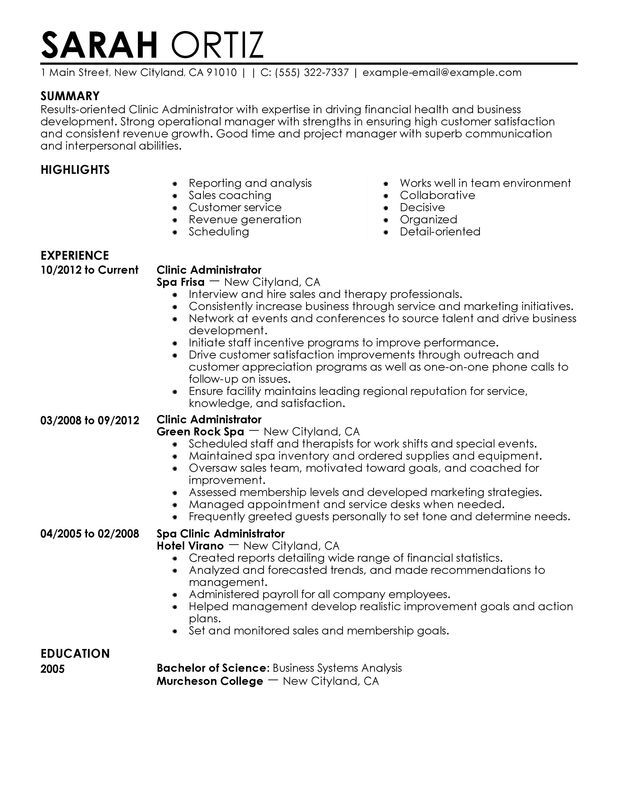 Healthcare Administration Resume Examples