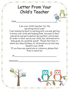 Use this "Letter From Your Teacher" to introduce yourself to your