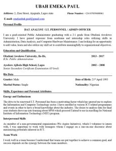 This CV Should Interest Firms Or Organizations Jobs/Vacancies Nigeria