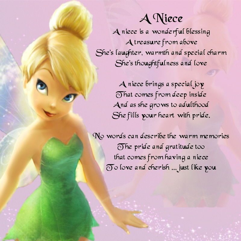 Personalised Coaster Niece Poem Tinkerbell Design + FREE GIFT BOX Tinkerbell, Free gifts