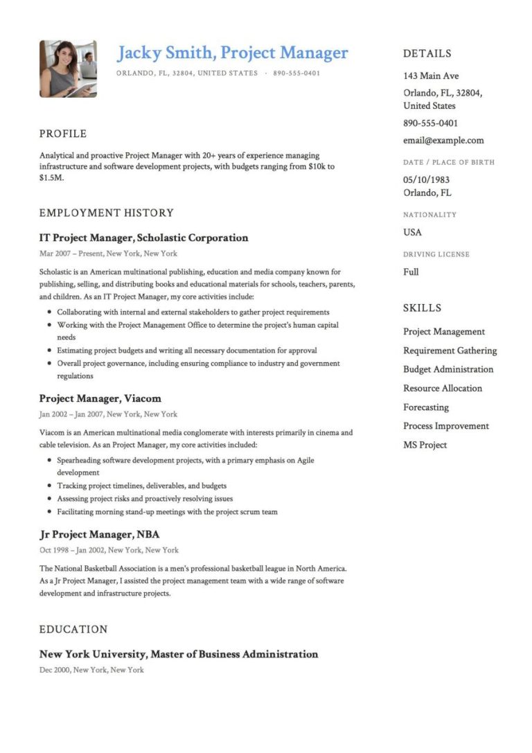 Software Project Manager Resume Pdf