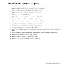 Impromptu Speech Example Topics