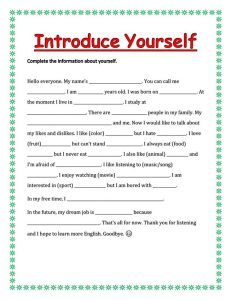Introducing yourself interactive and downloadable worksheet. You can do