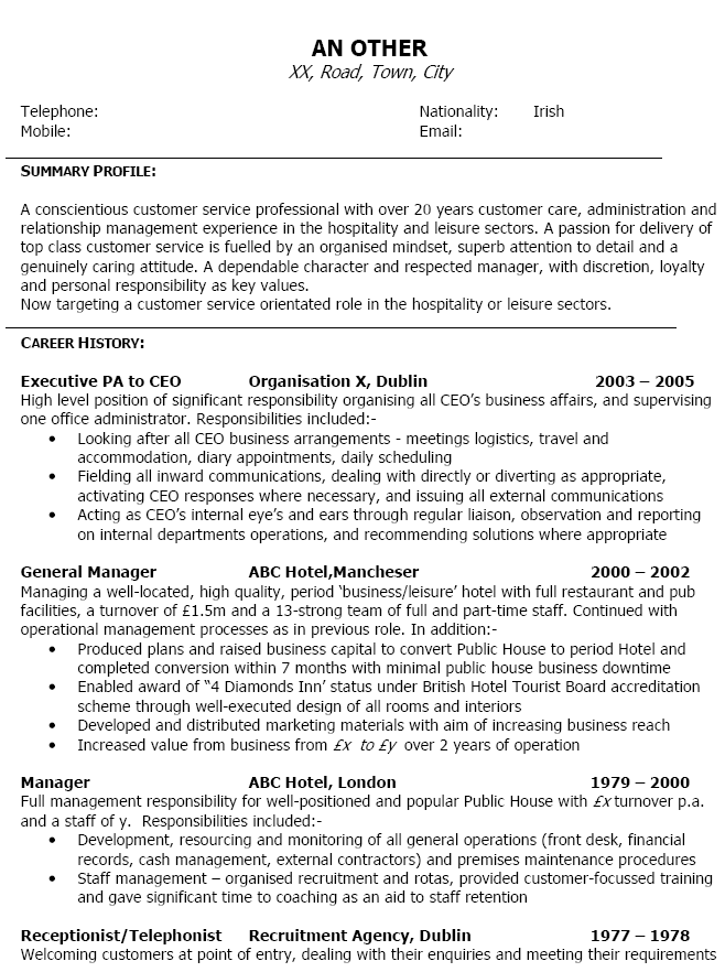 Hotel General Manager Resume Summary