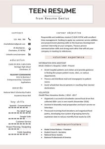 Resume Examples for Teens Writing Tips and Templates With CV Simply