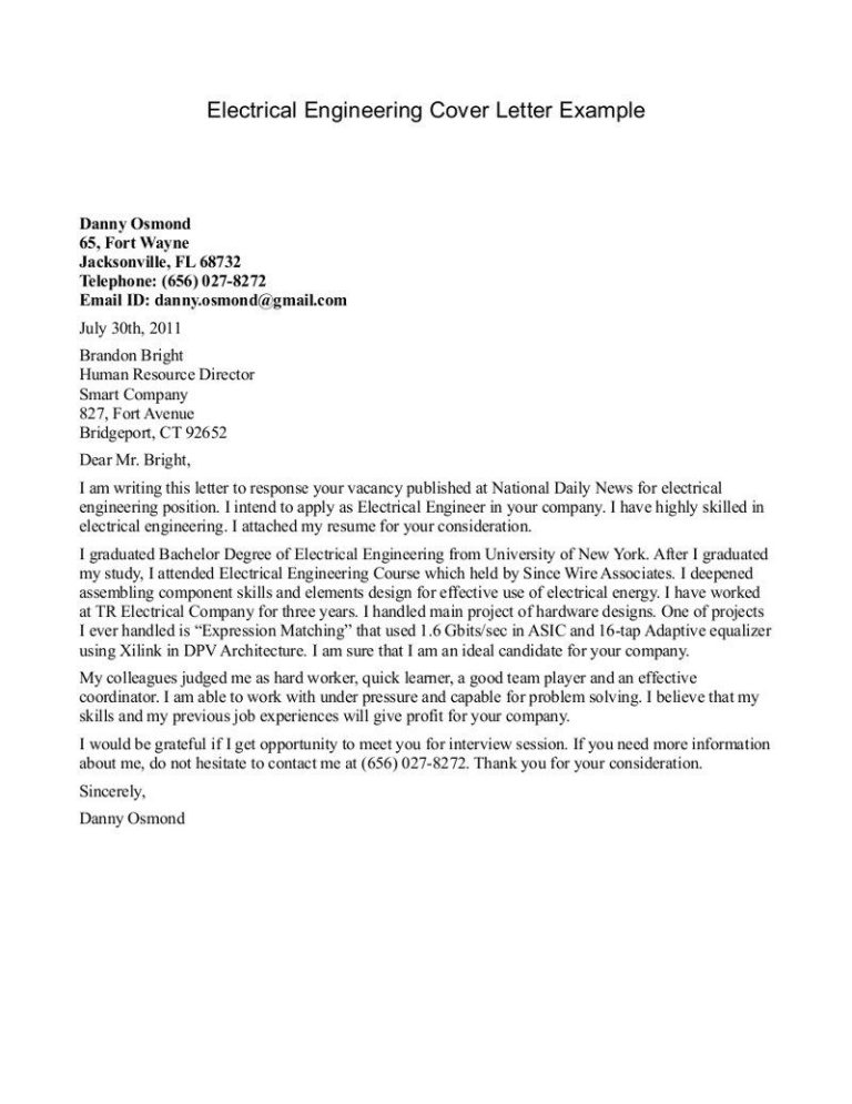 Electronic Cover Letter Sample