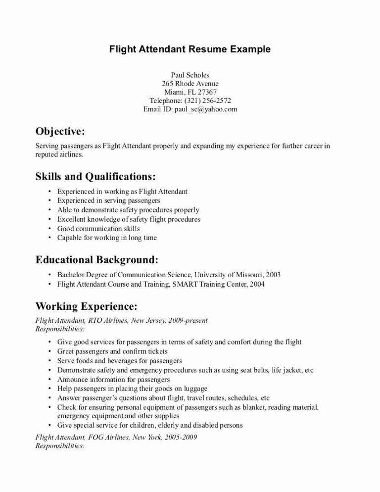 Flight Attendant Cover Letter No Experience