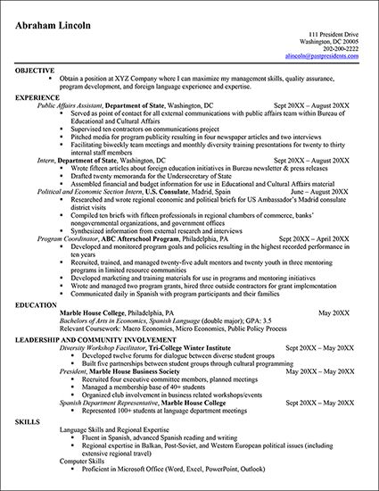 Federal Government Resume Examples
