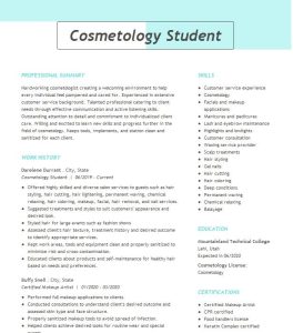 Cosmetology Student Resume Example Aveda Institute Atlanta,