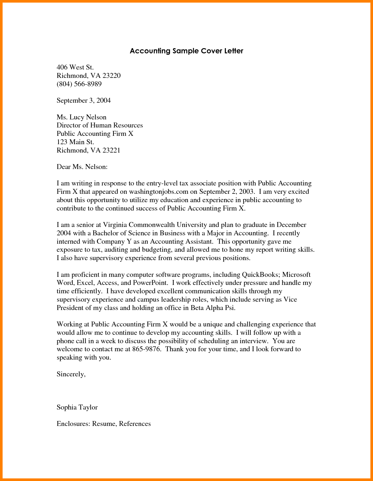 Assistant Management Accountant Cover Letter