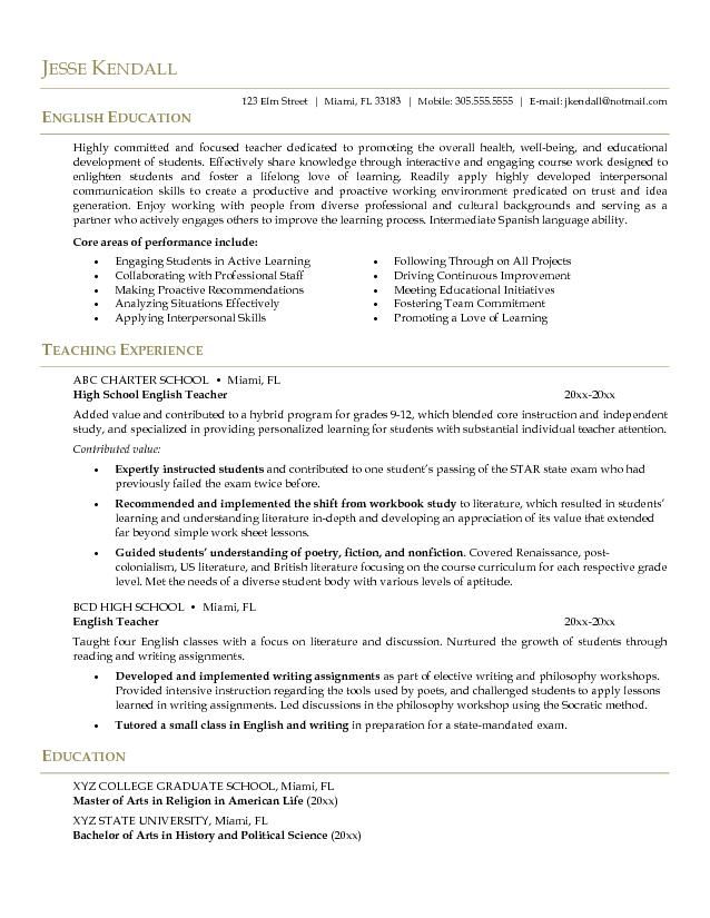 American Style Resume Example