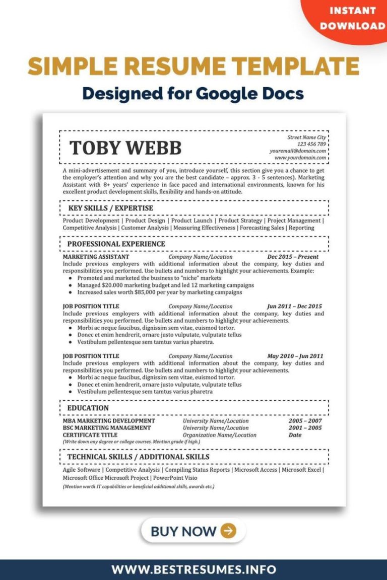 One Page Resume Sample Doc