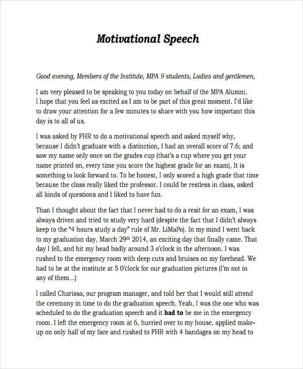 Motivational Speech For Students Sample