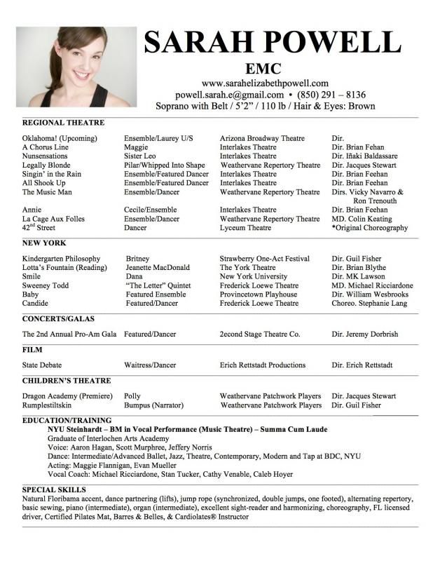 Commercial Acting Resume Sample
