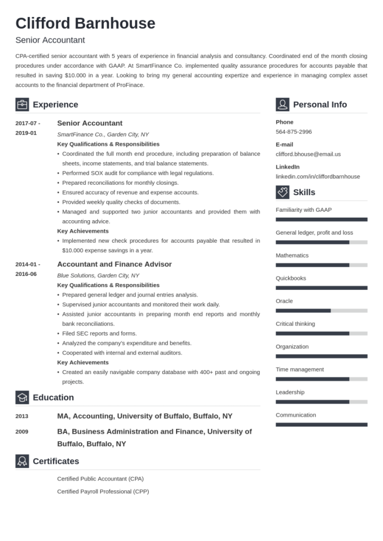 Accounting Resume Template 2019