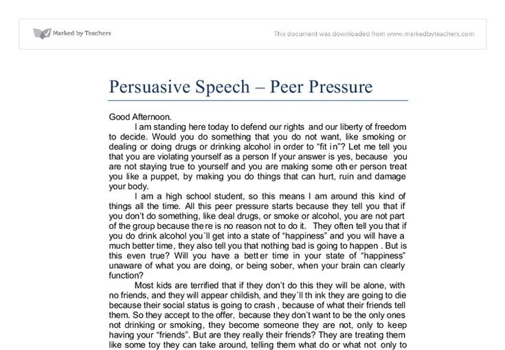 Short Persuasive Speech Examples Brainly